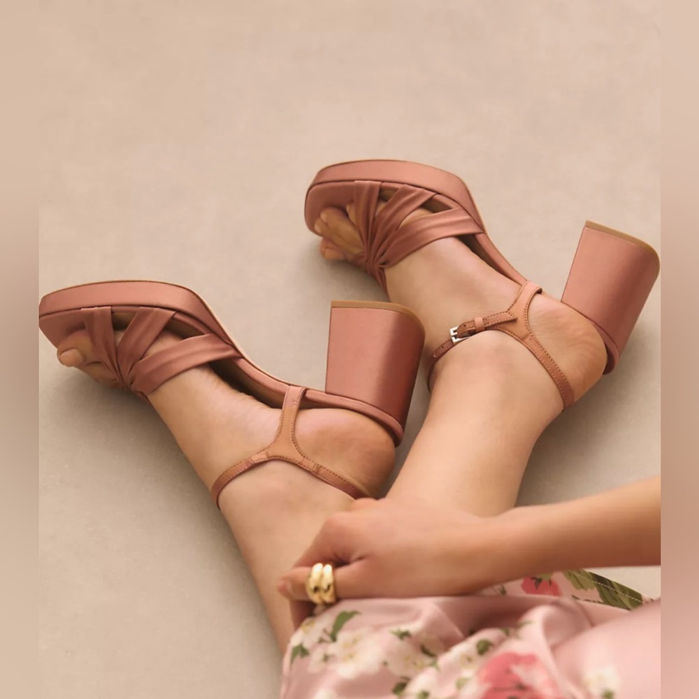 New Reformation Maize Platform Heeled Sandals Sz … - image 2